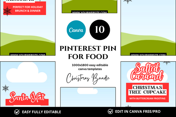 10 Christmas Pinterest Pin Canva Mockup: Design Templates