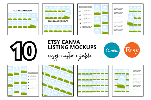 10 Flash Card Etsy Listings Mockup: Elevate Your Digital Shop