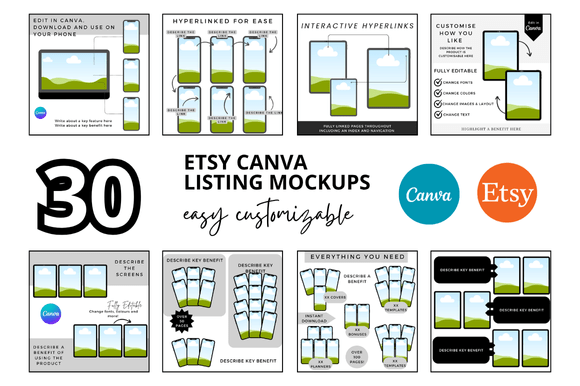30 Planner Etsy Listings Mockup: Professional Design Templates