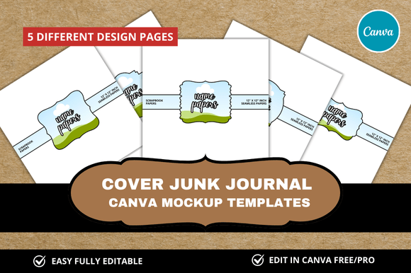 5 Cover Junk Journal Template for Etsy Sellers