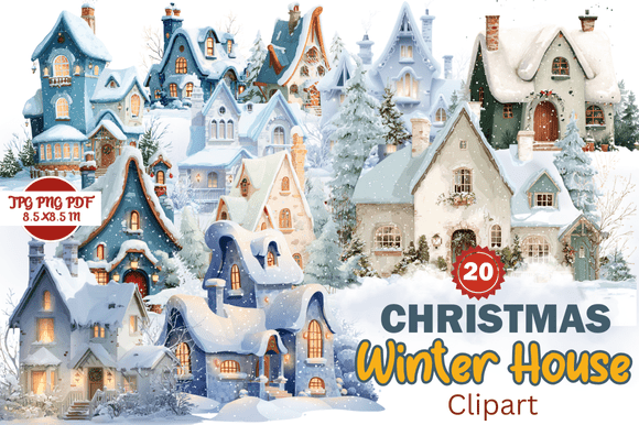 Christmas Winter House Clipart: Enhancing Festive Designs