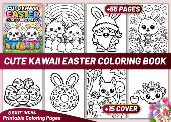 Cute Kawaii Easter Coloring Book Kids: Design & Creative Applications