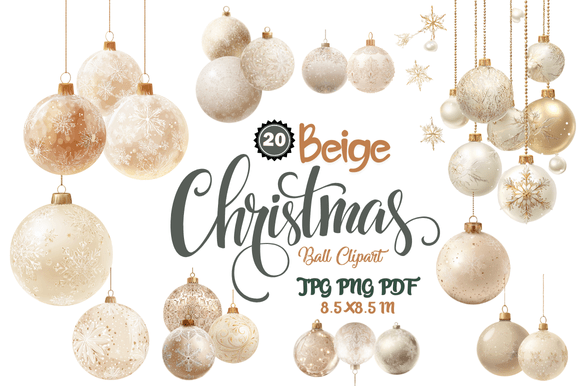 Elevate Designs with Beige Christmas Ball Clipart
