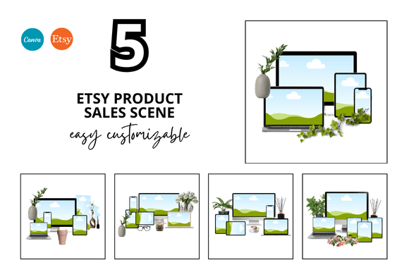 Elevate Your Brand with a 5 Etsy Product Sale Scene Bundle