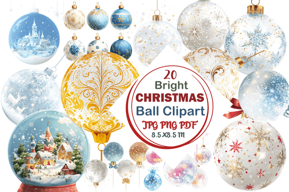 Enhance Festive Designs with Bright Christmas Ball Clipart