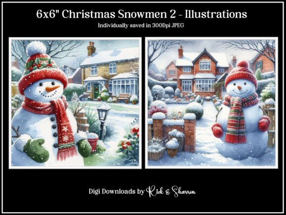 Festive Design Assets: 6x6 Christmas Snowmen 5-8 JPEG