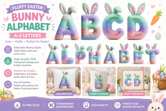 Fluffy Easter Bunny Alphabet: A Spring Design Essential