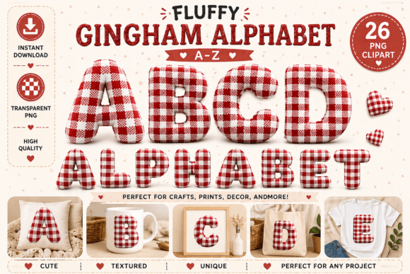 Fluffy Gingham Alphabet A–Z: Cozy Typography for Modern Design