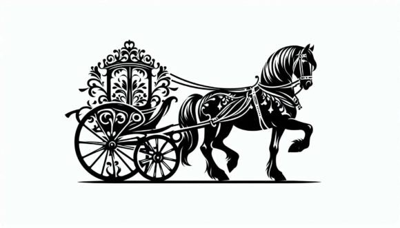 Horse Pulling a Cart: Vintage Charm in Modern Design