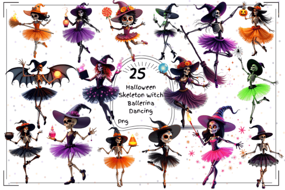 Spooky Dancing Witches: A Halloween Clipart Bundle for Creative Projects