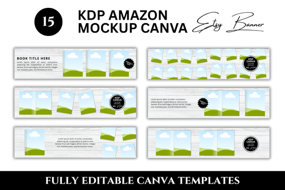 Streamline Your Etsy Shop Design with 15 KDP Amazon Etsy Banners Mockup