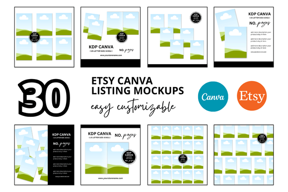 Streamline Your Etsy Shop with 30 KDP Listings Mockups