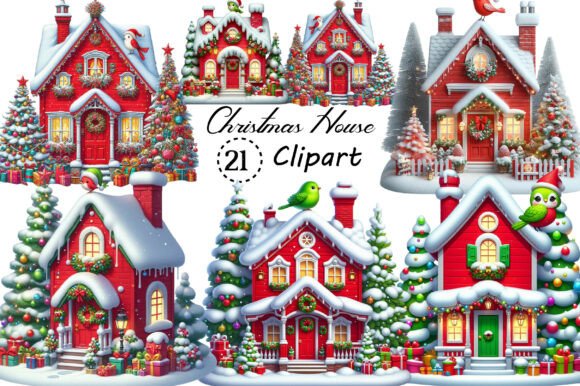Watercolor Cute Mini Christmas House PNG: Elevate Your Holiday Designs