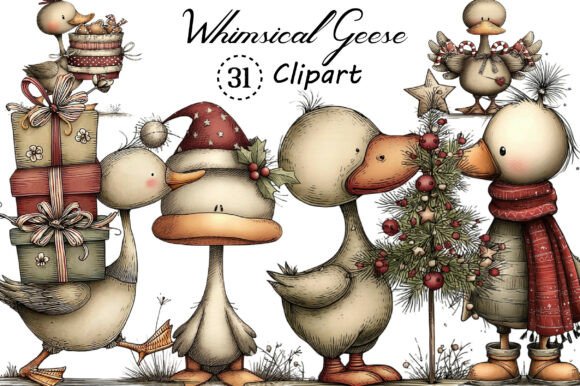 Whimsical Geese Clipart Bundle: A Designer's Playful Asset