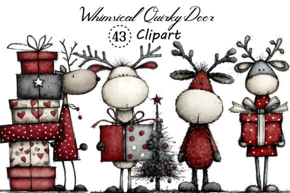 Whimsical Quirky Deer Clipart: A Design Asset for Creative Projects