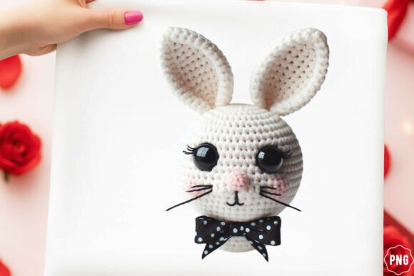 Yarn Crochet Easter Bunny PNG for Creative Design